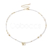 Brass Butterfly Pendant Natural Pearl Necklaces NJEW-L119-05G-2
