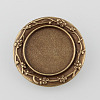Vintage Alloy Carved Flower Brooch Cabochon Bezel Settings PALLOY-O038-18AB-NF-2