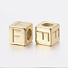 304 Stainless Steel Large Hole Letter European Beads STAS-H428-01G-F-2