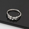 Constellations Rhodium Plated 925 Sterling Silver Micro Pave Clear Cubic Zirconia Adjustable Rings for Women RJEW-P130-01P-A-2