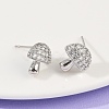 Mushroom Brass Micro Pave Clear Cubic Zirconia Stud Earrings LS-EJEW-F895-17P-2