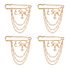 4Pcs Moon & Star Alloy Rhinestone Hanging Chain Brooch JEWB-FG0001-84A-1