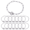15Pcs 304 Stainless Steel Paperclip Chain Bracelets Set BJEW-SC0001-23-1