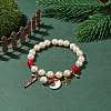 Natural Mashan Jade & Glass Pearl Beaded Stretch Bracelet BJEW-TA00143-2