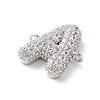 Brass Micro Pave Cubic Zirconia Letter Links X-KK-I717-04A-P-2