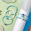 3Pcs 3 Styles Summer Beach Turtle Dyed Synthetic Turquoise & Shell Bead Bracelet Sets BJEW-JB10313-2