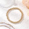 Electroplated Natural Lava Rock Round Beads Stretch Bracelets for Women Men BJEW-JB11982-02-1