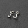 Brass Micro Pave Clear Cubic Zirconia Stud Earrings FS-WGC2F12-10-1