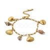304 Stainless Steel Charm Bracelets for Women Ion Plating(IP) BJEW-A052-02G-2