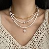 Summer Beach Alloy Starfish Pendant Glass Seed Beaded 3 Layer Necklaces for Women FS-WGF3BD7-01-1