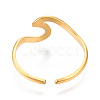 Ion Plating(IP) 304 Stainless Steel Sea Wave Cuff Rings RJEW-N038-115LG-4