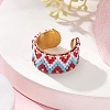 Glass Seed Beaded Wave Open Cuff Rings RJEW-MZ00008-4