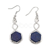Hexagon Natural Lapis Lazuli Dangle Earrings EJEW-K298-01P-04-4