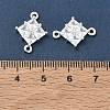 Brass Pave Clear Cubic Zirconia Connector Charms CU-CBAB0CF-03S-3