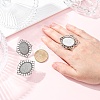 Vintage Adjustable Iron Flower Finger Ring Components Alloy Cabochon Bezel Settings X-PALLOY-O036-03AS-2
