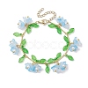 Flower Glass & Acrylic Charm Bracelets BJEW-JB10443-01-1