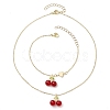 Cherry Lampwork Pendant Necklaces & Heart Link Bracelets Sets SJEW-JS01299-1