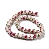 Handmade Flower Printed Porcelain Ceramic Beads Strands PORC-J006-C04-2