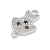 Brass Pave Clear & Black Cubic Zirconia Pet Puppy Connector Charms KK-Z061-01P-02-2