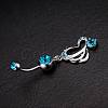 Piercing Jewelry Real Platinum Plated Brass Rhinestone Butterfly Navel Ring Belly Rings AJEW-EE0001-76B-3
