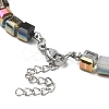 Glass Cube Beaded Necklace with 304 Stainless Steel Clasps NJEW-JN04400-5