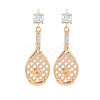 Brass Micro Pave Clear Cubic Zirconia Stud Earring Findings KK-S364-057-1