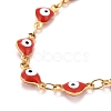 Enamel Heart with Evil Eye Link Chains Bracelet BJEW-P271-07G-3