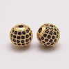 Brass Micro Pave Cubic Zirconia Beads X-ZIRC-E110-06G-1