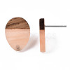 Resin & Walnut Wood Stud Earring Findings MAK-N032-006A-H02-4