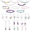 Natural Aquamarine & Amethyst & Quartz Crystal & Rose Quartz & Fluorite Chips Beads Bracelets & Earrings & Necklaces Sets SJEW-FS00008-1