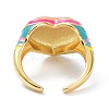 Brass Enamel Cuff Rings RJEW-P023-21G-E-3