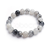 Natural Tourmalinated Quartz/Black Rutilated Quartz Stretch Bracelets BJEW-E373-10mm-07-1