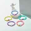 Candy Color Plastic Round Beaded Stretch Bracelet with Food Shape Polymer Clay for Kid BJEW-JB07582-2