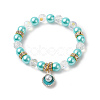 Alloy Enamel Shell Charms Stretch Bracelet BJEW-JB09942-2