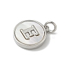 Brass Pave Natural Shell Flat Round with Letter Charms KK-Z115-13P-E-2