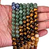 Chakra Theme Natural Red Rainbow Jasper & Yellow Aventurine & Tiger Eye & Green Aventurine & Blue Spot Stone & Lapis Lazuli & Amethyst Beads Strands G-F668-14-8mm-3