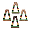 Jamaican Colour Epoxy Resin & Walnut Wood Pendants RESI-N039-122J-1