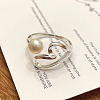 Heart 925 Sterling Silver with Natural Freshwater Pearl Cuff Rings for Women FS-WG385D2-01-1