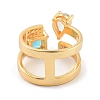 Brass with Cubic Zirconia Open Cuff Rings RJEW-B053-02-3
