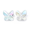 UV Plating Rainbow Iridescent Acrylic Beads OACR-H015-04-3