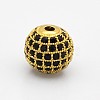 CZ Brass Micro Pave Grade AAA Black Color Cubic Zirconia Round Beads KK-O065-6mm-01G-NR-1