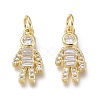 Brass Micro Pave Clear Cubic Zirconia Charms ZIRC-Q024-14G-2