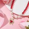 Heart Brass Cubic Zirconia Pendant Necklace NJEW-JN04599-02-2