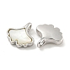 Natural Shell & Brass Gingko Leaf Charms KK-P275-06P-2