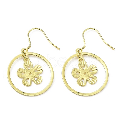 Snowflake & Flower Asymmetrical Earrings KK-C029-08G-1