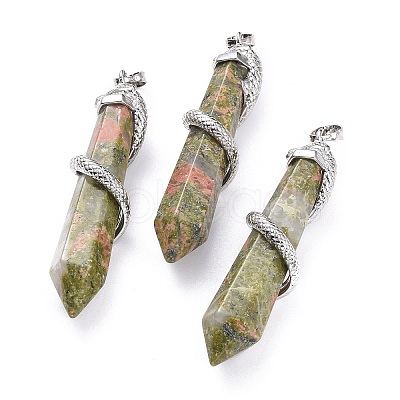 Natural Unakite Big Pointed Pendants X-G-F696-B06-1