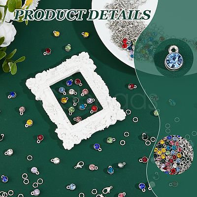 DIY Flat Round Alloy Rhinestone Pendent Decoration Making Kits DIY-FH0008-95-1