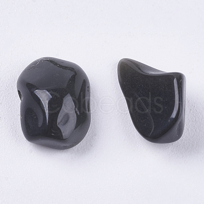 Natural Black Stone Chip Beads G-K251-01-1