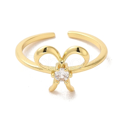 Brass Cubic Zirconia Solitaire Rings RJEW-R141-05G-1