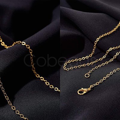 Brass Cable Chains Necklace Making MAK-PH0004-15-1